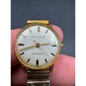 Vintage Kienzle Antimagnetic Watch Men's Silver Gold Tone Fixoflex Stretch Band